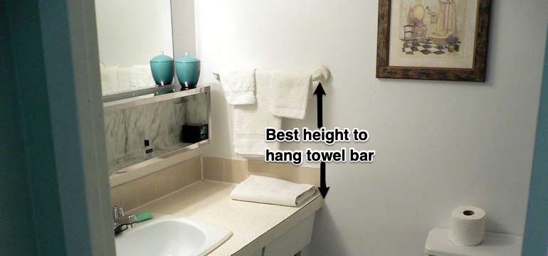 Best place to put best sale towel bar in bathroom